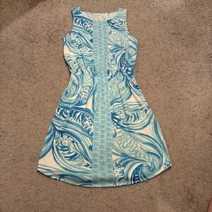 Lilly Pulitzer Windward Dress Resort White Sea Ruffles Engineered Womens Size XS